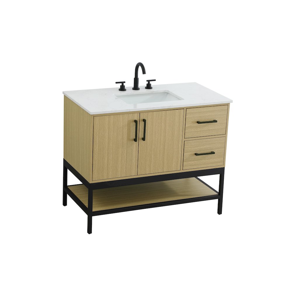 42 Inch Single Bathroom Vanity In Honey Brown. Picture 6