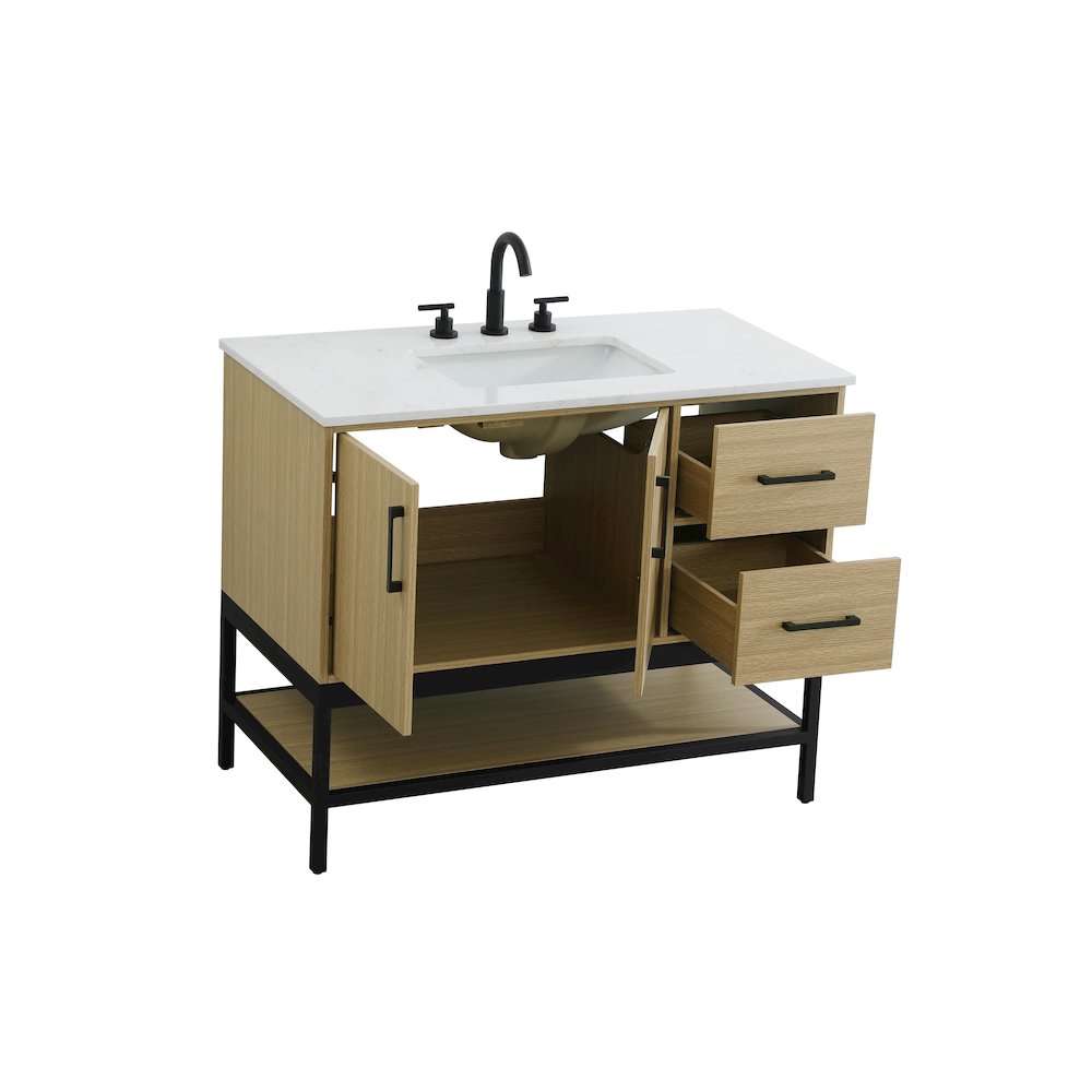 42 Inch Single Bathroom Vanity In Honey Brown. Picture 7