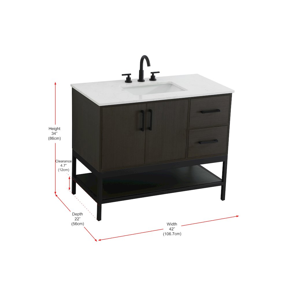 42 Inch Single Bathroom Vanity In Mocha Brown. Picture 13