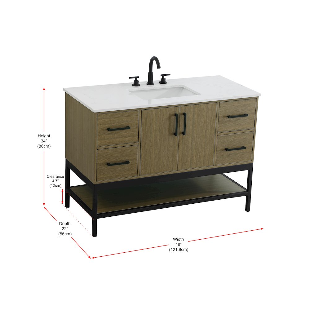 48 Inch Single Bathroom Vanity In Chestnut Brown. Picture 13