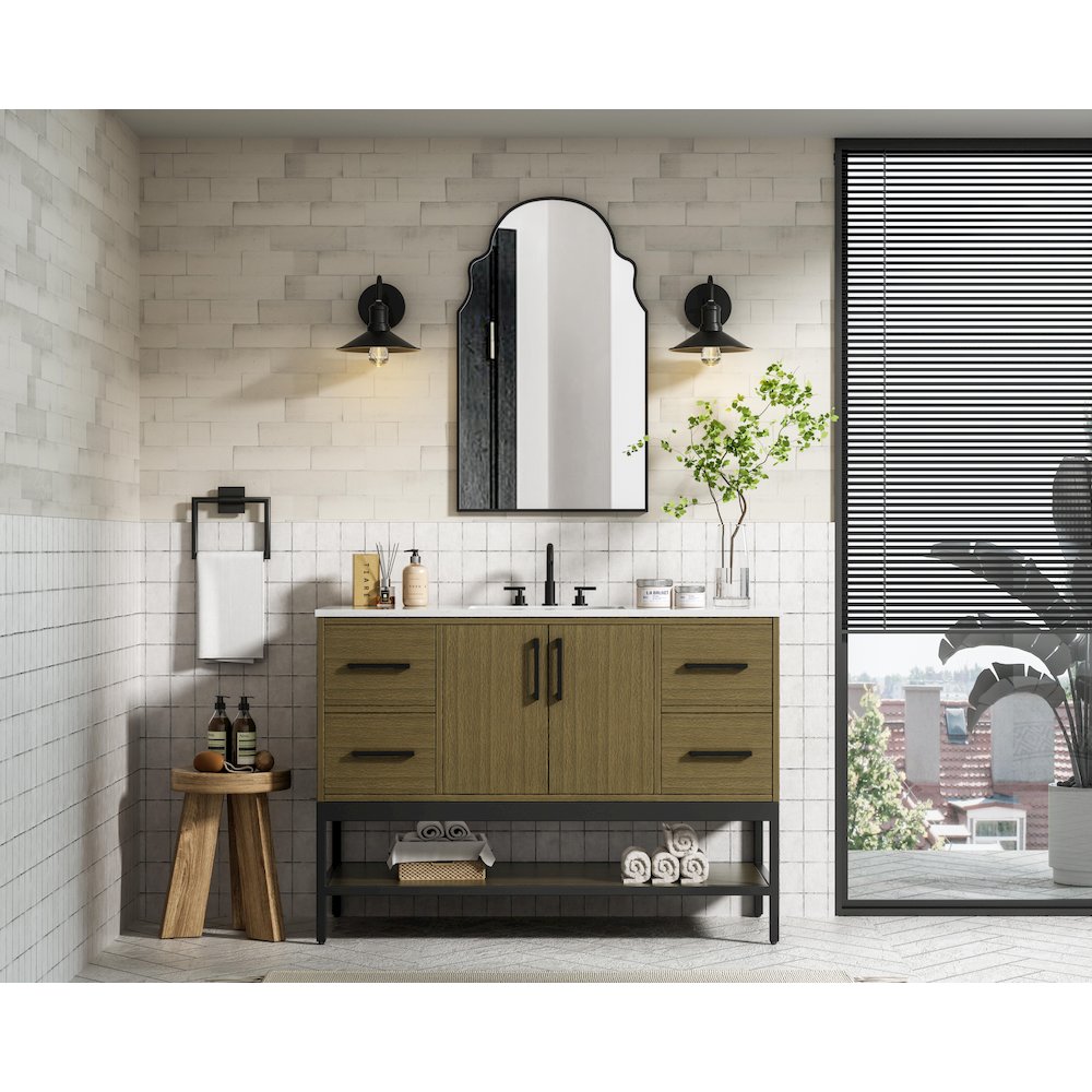 48 Inch Single Bathroom Vanity In Chestnut Brown. Picture 4
