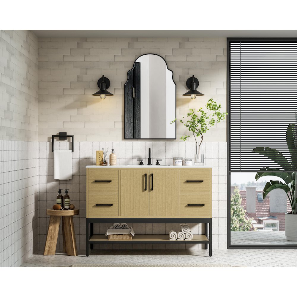 48 Inch Single Bathroom Vanity In Honey Brown. Picture 4