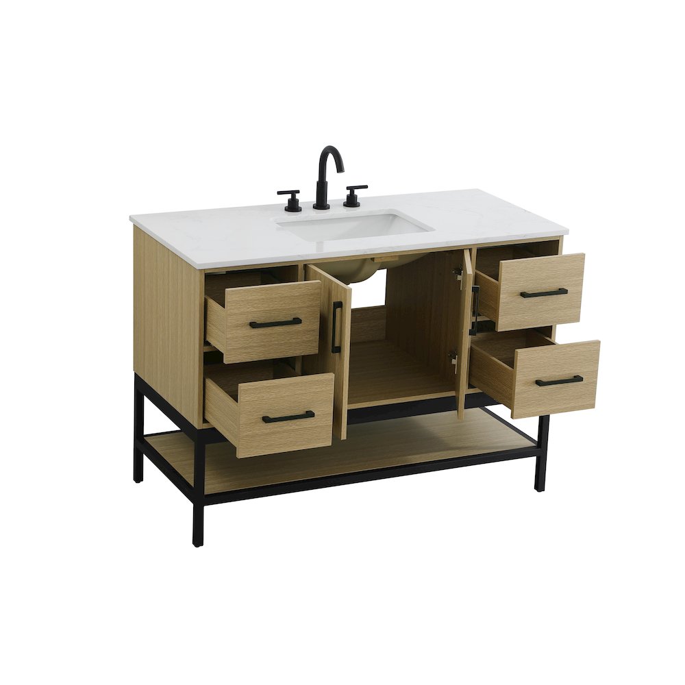 48 Inch Single Bathroom Vanity In Honey Brown. Picture 7