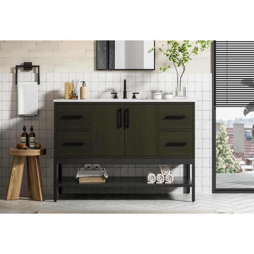 48 Inch Single Bathroom Vanity In Mocha Brown. Picture 2