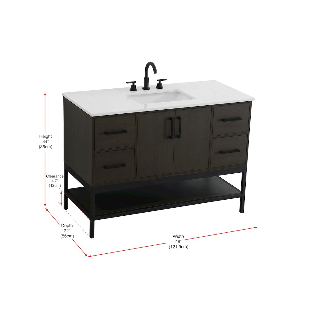 48 Inch Single Bathroom Vanity In Mocha Brown. Picture 13