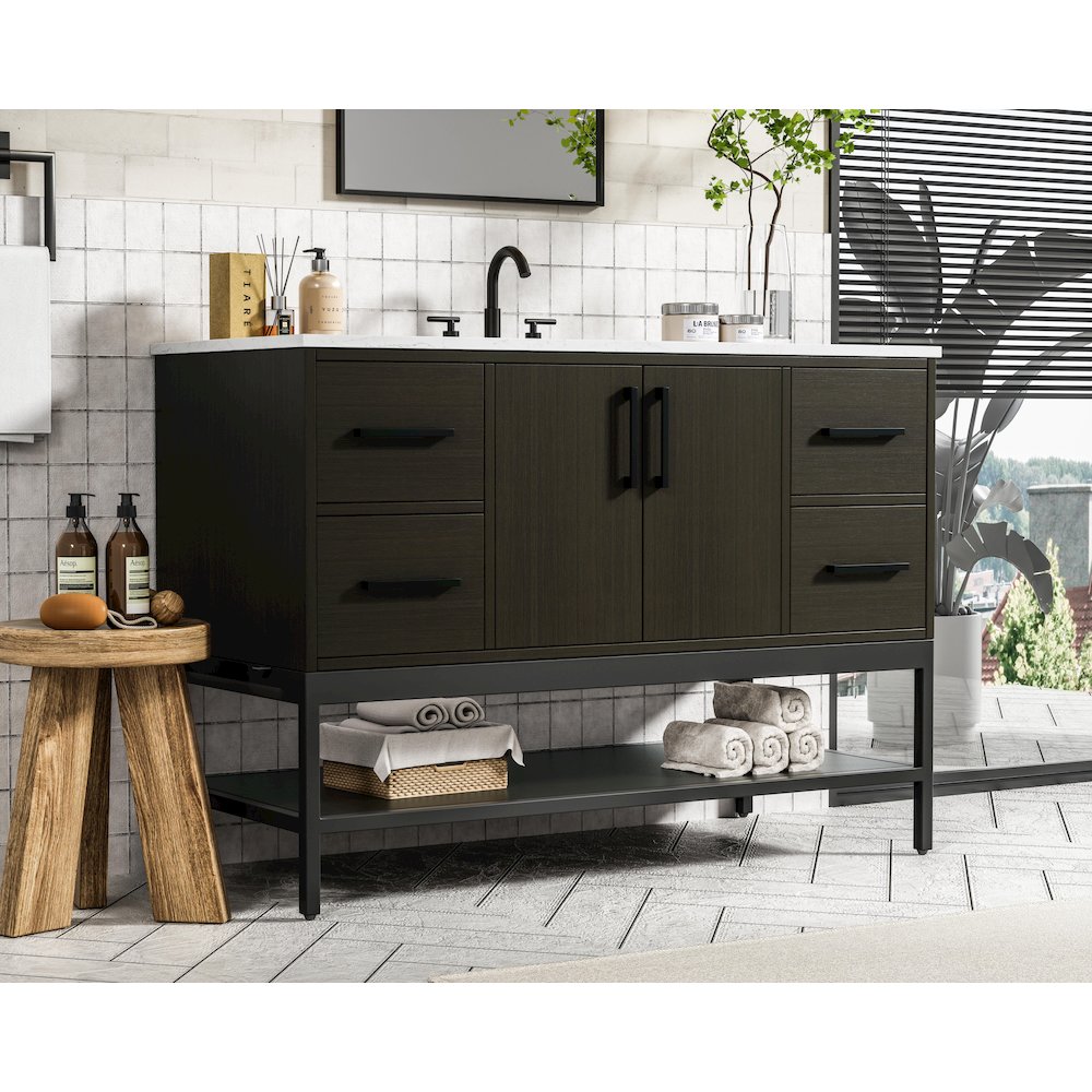 48 Inch Single Bathroom Vanity In Mocha Brown. Picture 3