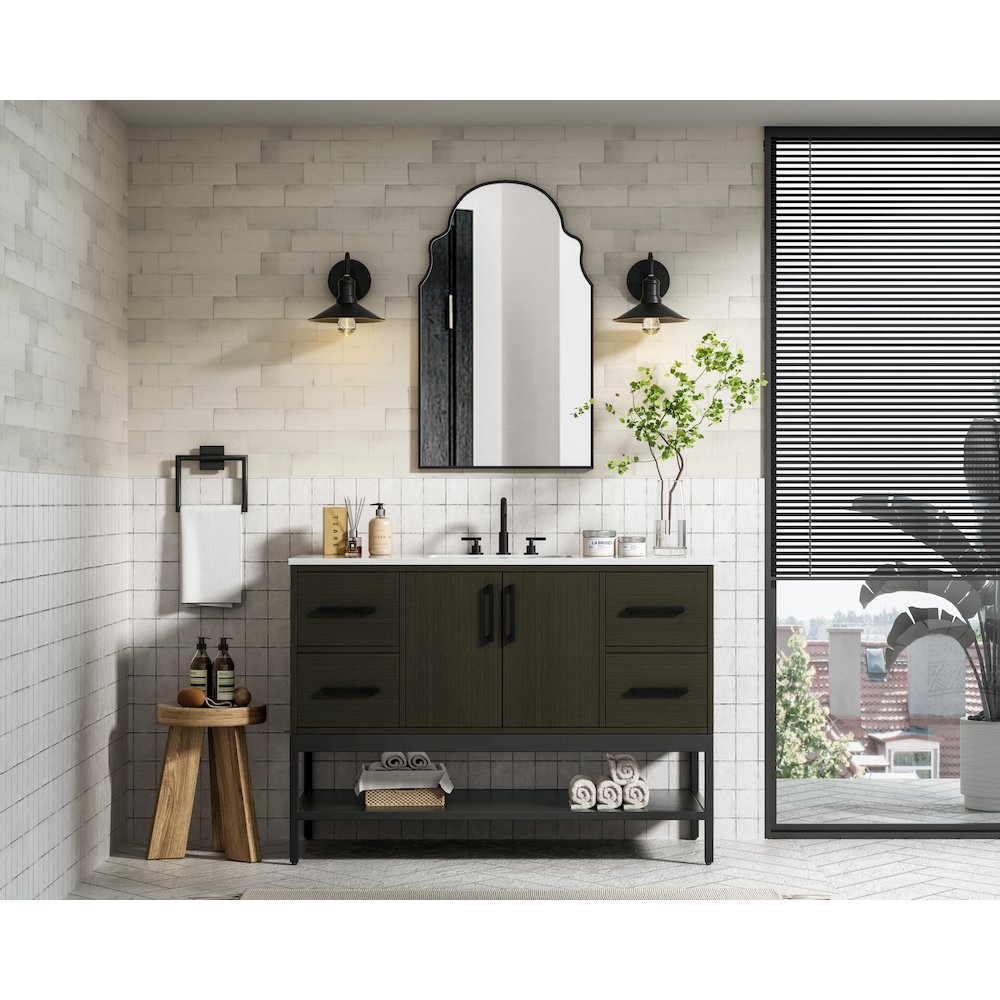 48 Inch Single Bathroom Vanity In Mocha Brown. Picture 4