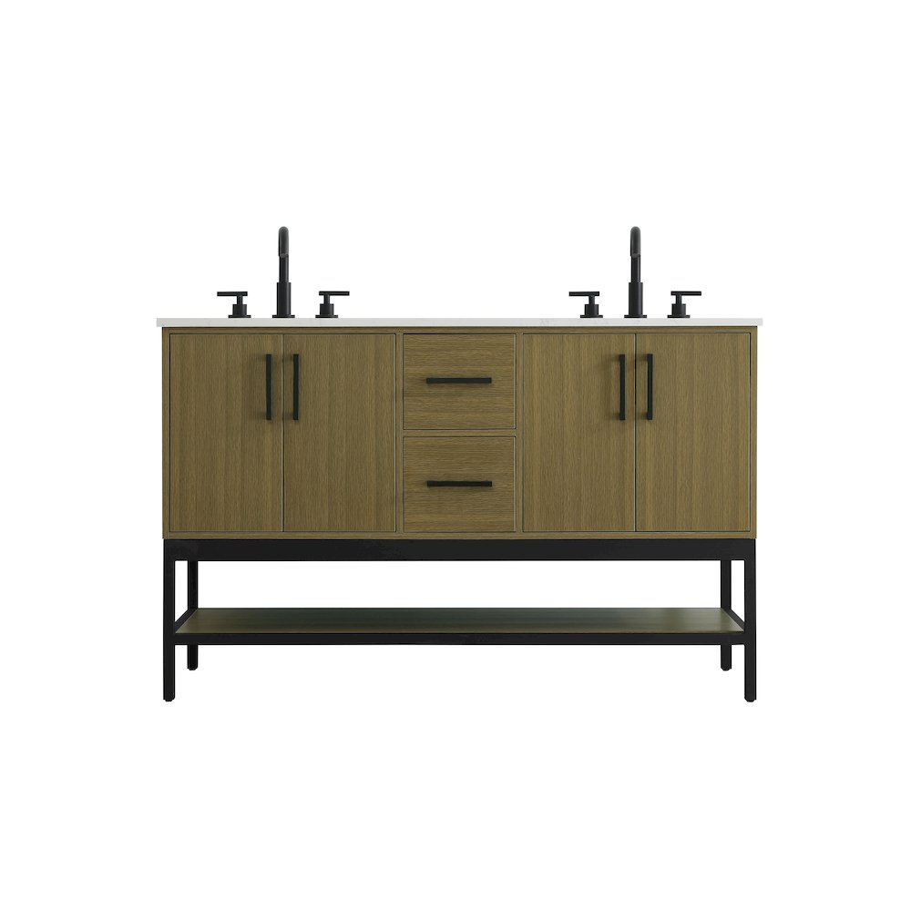 54 Inch Double Bathroom Vanity In Chestnut Brown. Picture 1