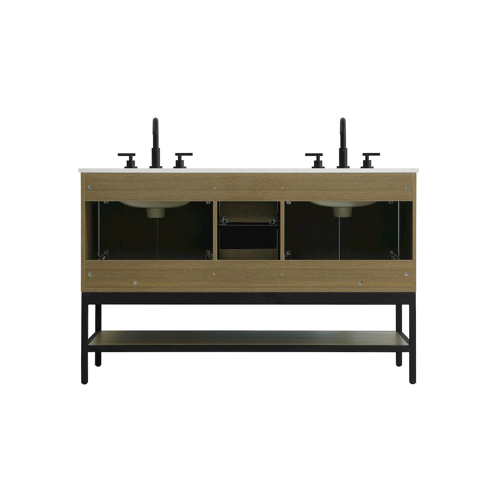 54 Inch Double Bathroom Vanity In Chestnut Brown. Picture 12