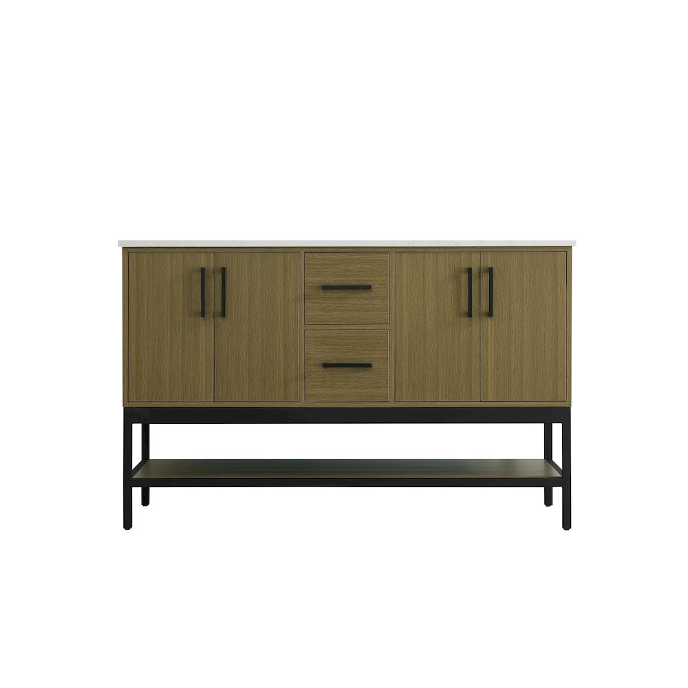 54 Inch Double Bathroom Vanity In Chestnut Brown. Picture 5