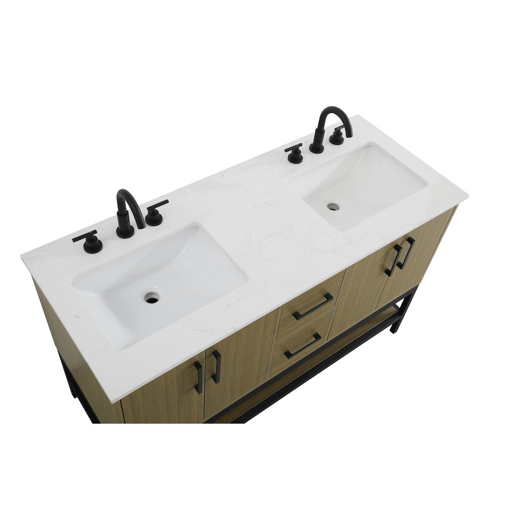 54 Inch Double Bathroom Vanity In Chestnut Brown. Picture 8