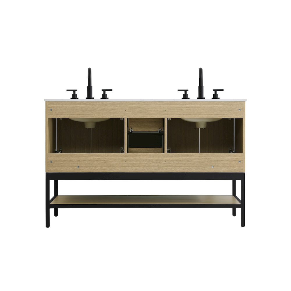 54 Inch Double Bathroom Vanity In Honey Brown. Picture 12