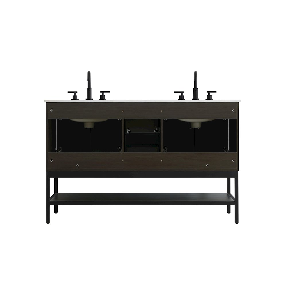 54 Inch Double Bathroom Vanity In Mocha Brown. Picture 12