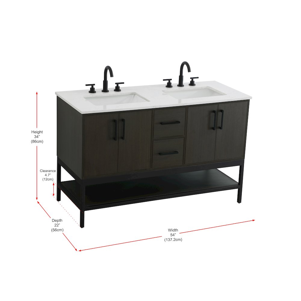 54 Inch Double Bathroom Vanity In Mocha Brown. Picture 13