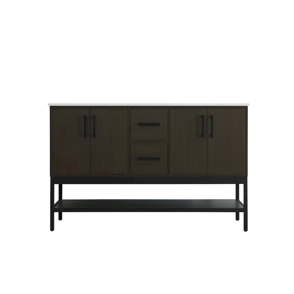 54 Inch Double Bathroom Vanity In Mocha Brown. Picture 5