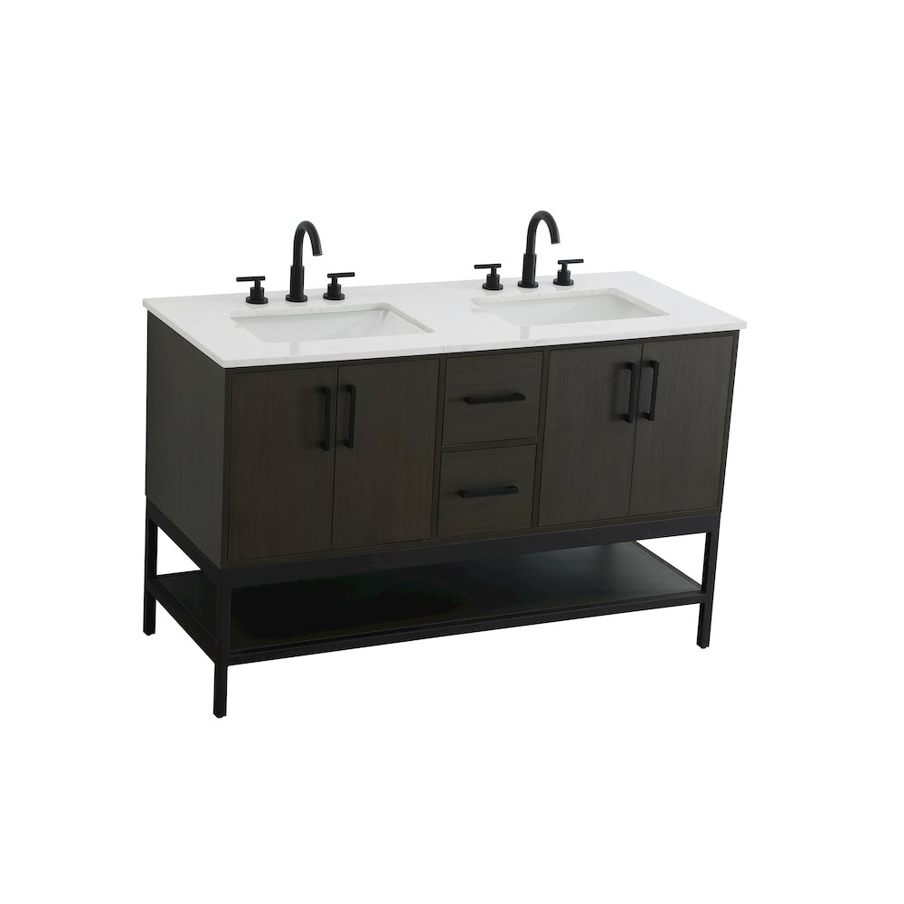 54 Inch Double Bathroom Vanity In Mocha Brown. Picture 6