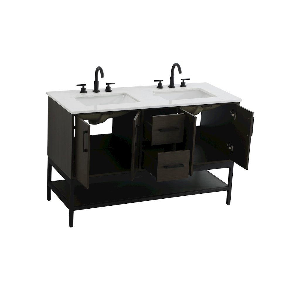 54 Inch Double Bathroom Vanity In Mocha Brown. Picture 7
