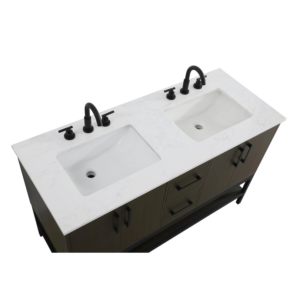 54 Inch Double Bathroom Vanity In Mocha Brown. Picture 8