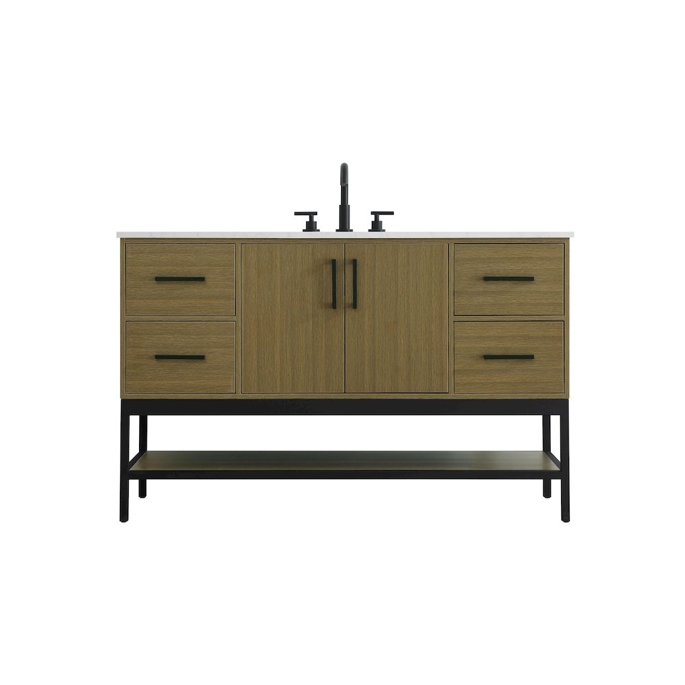 54 Inch Single Bathroom Vanity In Chestnut Brown. Picture 1