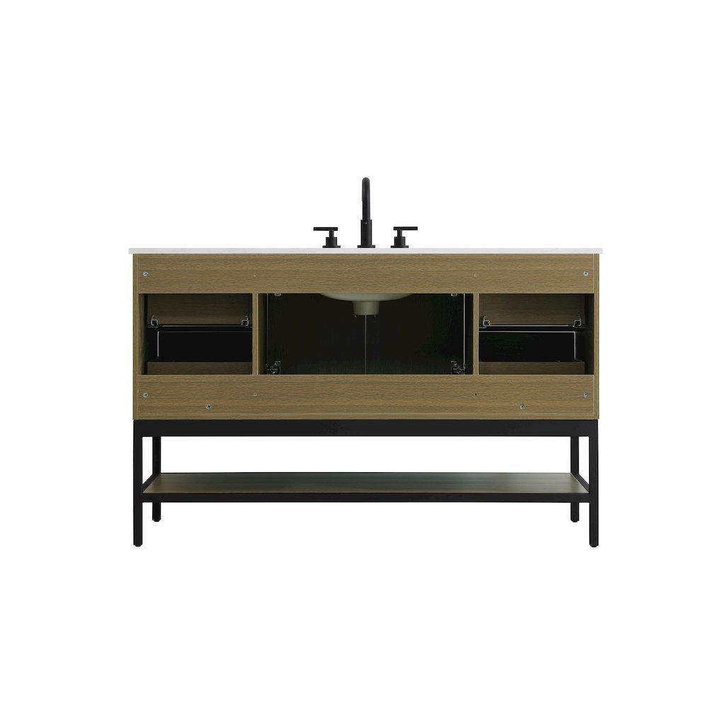 54 Inch Single Bathroom Vanity In Chestnut Brown. Picture 12