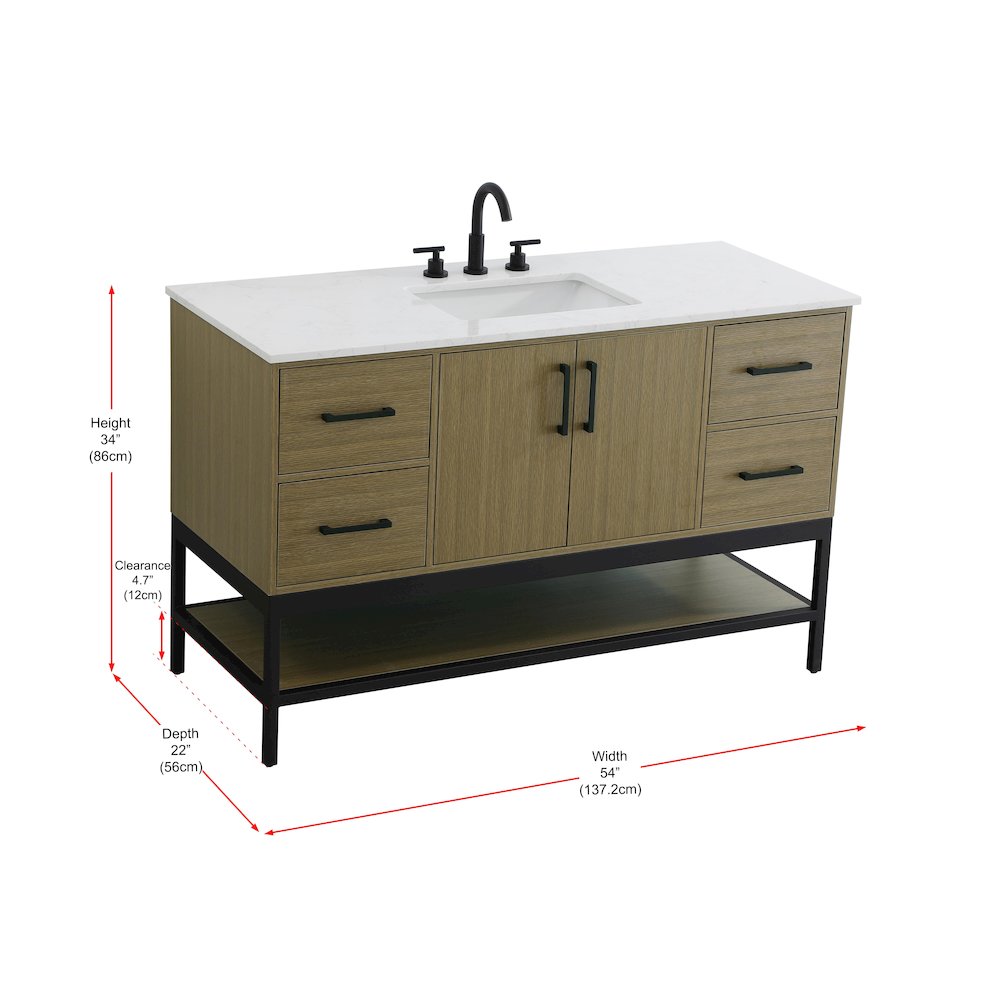 54 Inch Single Bathroom Vanity In Chestnut Brown. Picture 13