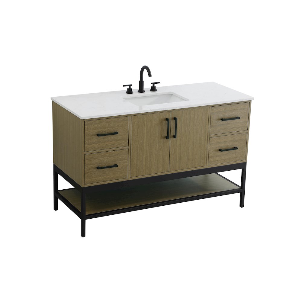 54 Inch Single Bathroom Vanity In Chestnut Brown. Picture 6