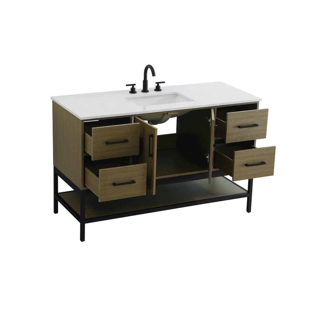 54 Inch Single Bathroom Vanity In Chestnut Brown. Picture 7