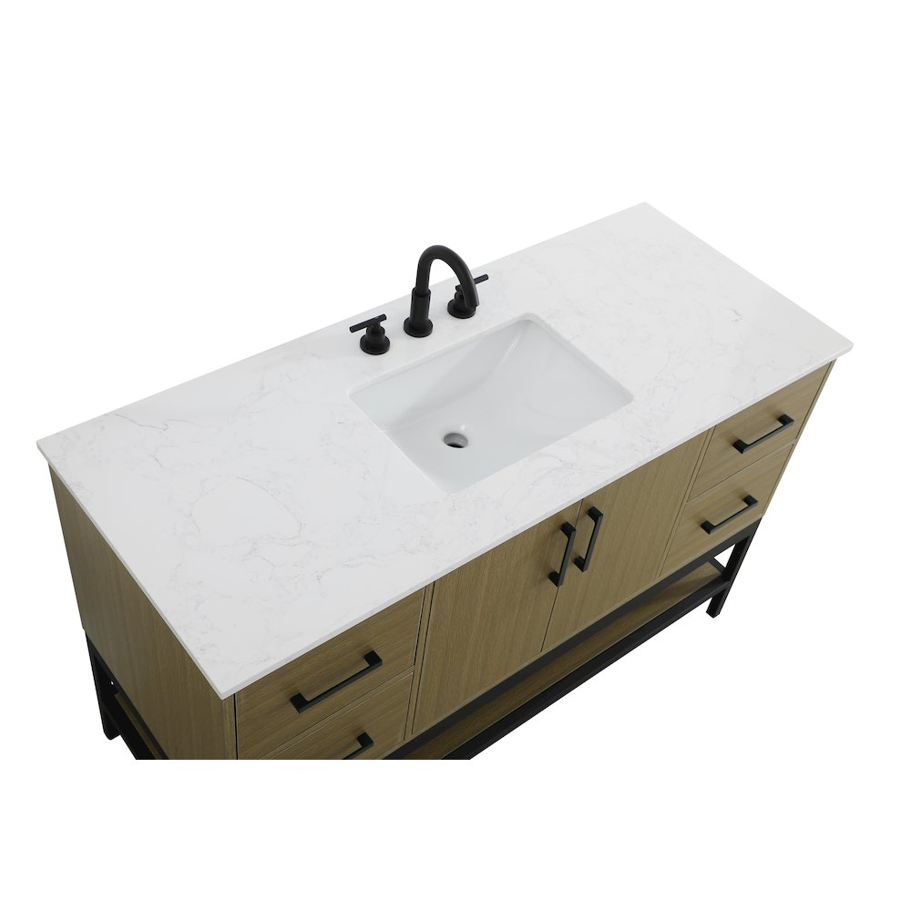 54 Inch Single Bathroom Vanity In Chestnut Brown. Picture 8
