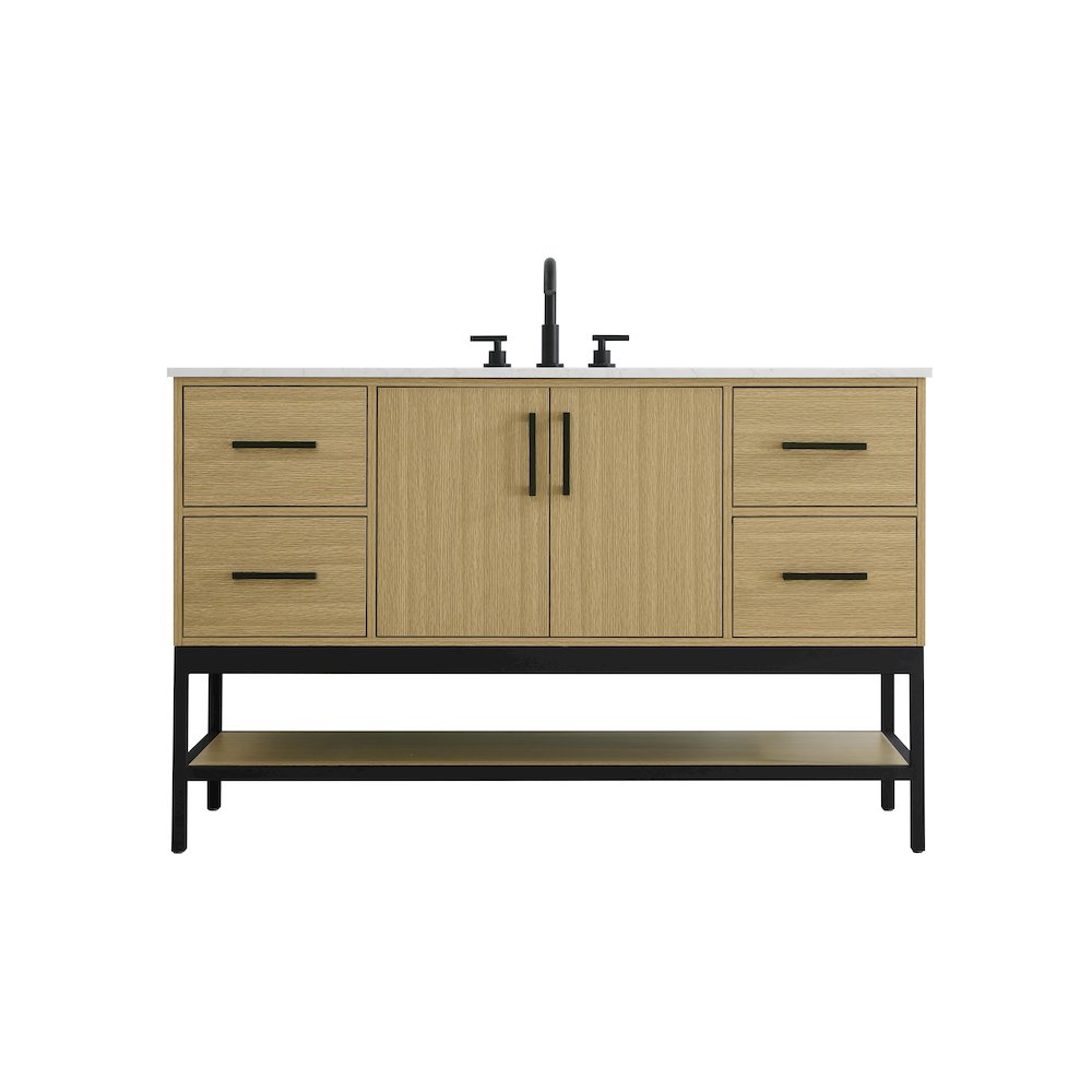 54 Inch Single Bathroom Vanity In Honey Brown. Picture 1