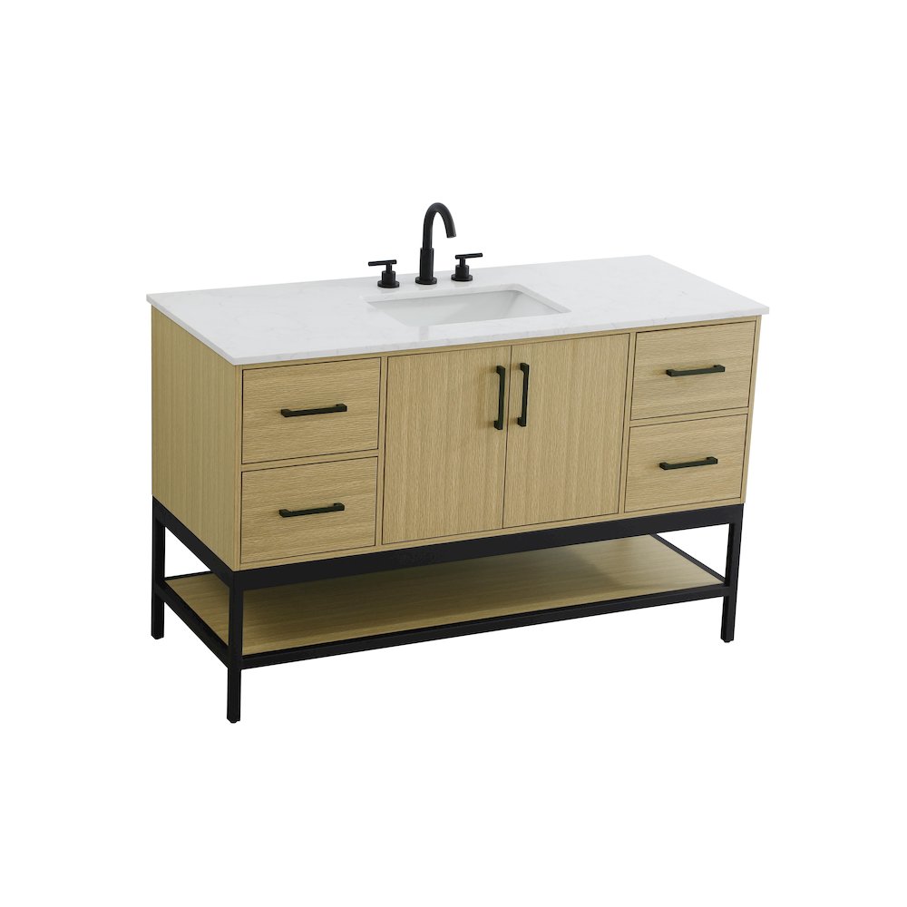 54 Inch Single Bathroom Vanity In Honey Brown. Picture 6