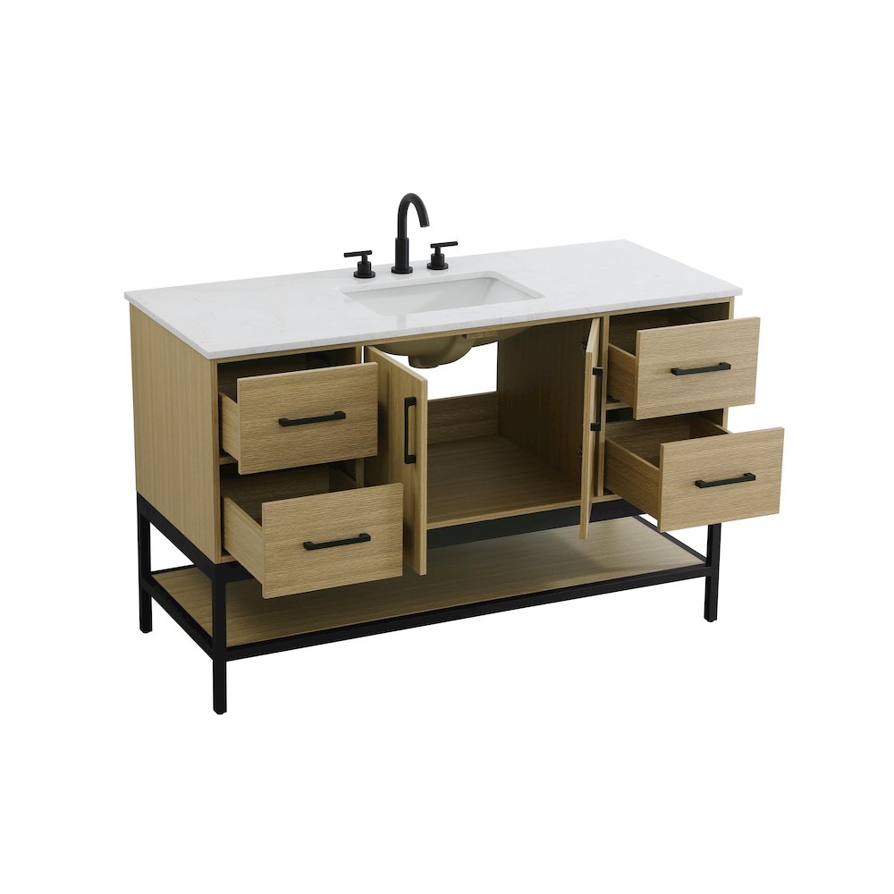 54 Inch Single Bathroom Vanity In Honey Brown. Picture 7