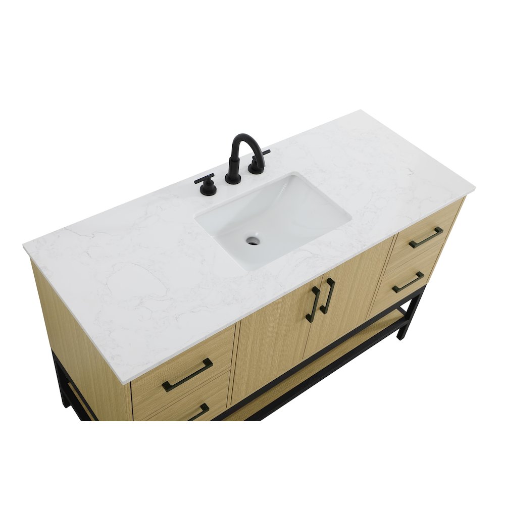 54 Inch Single Bathroom Vanity In Honey Brown. Picture 8