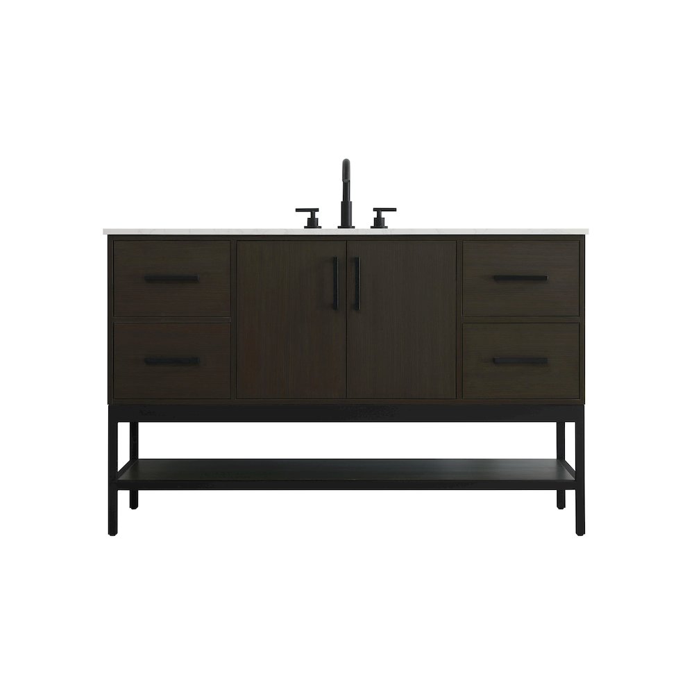 54 Inch Single Bathroom Vanity In Mocha Brown. Picture 1