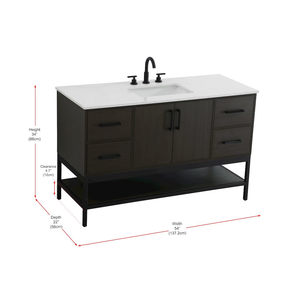 54 Inch Single Bathroom Vanity In Mocha Brown. Picture 13