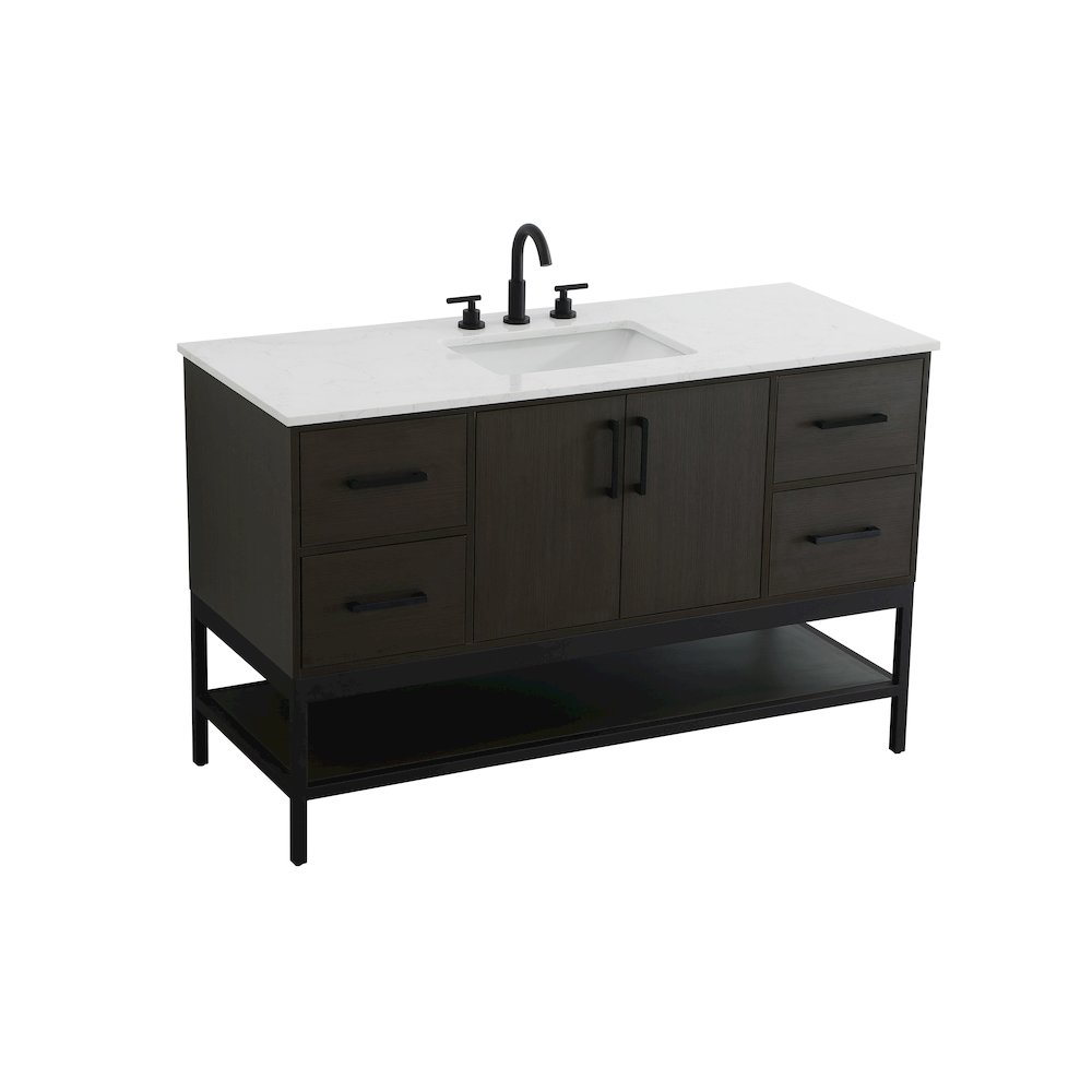 54 Inch Single Bathroom Vanity In Mocha Brown. Picture 6