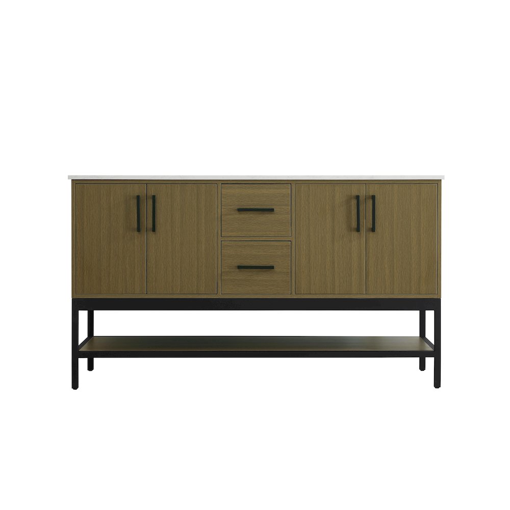 60 Inch Double Bathroom Vanity In Chestnut Brown. Picture 5