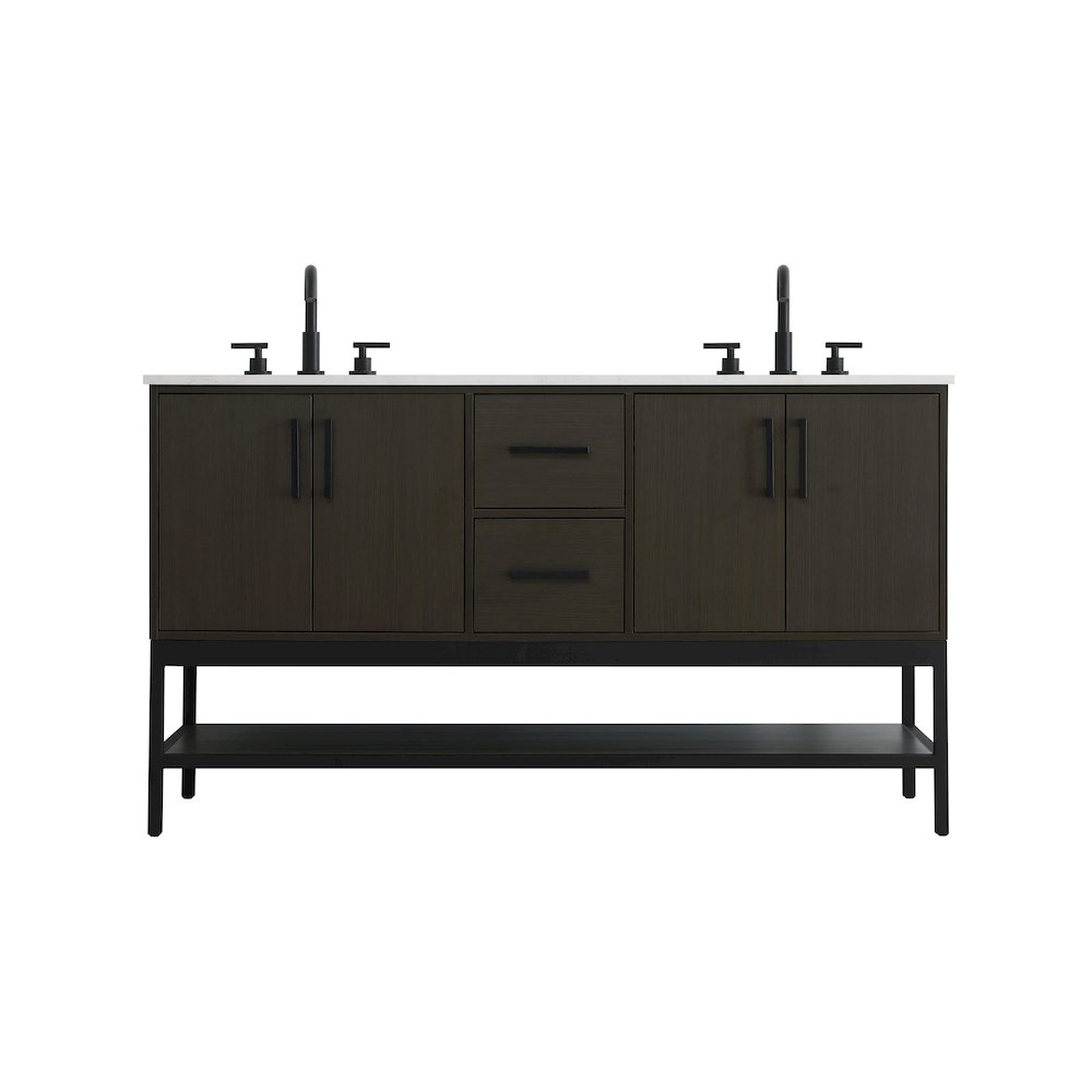60 Inch Double Bathroom Vanity In Mocha Brown. Picture 1