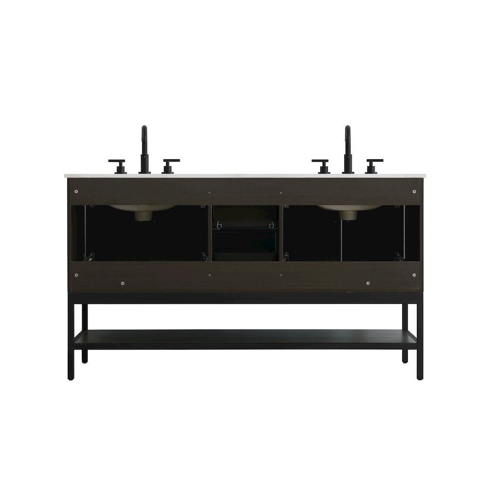 60 Inch Double Bathroom Vanity In Mocha Brown. Picture 12
