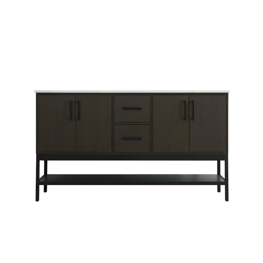 60 Inch Double Bathroom Vanity In Mocha Brown. Picture 5