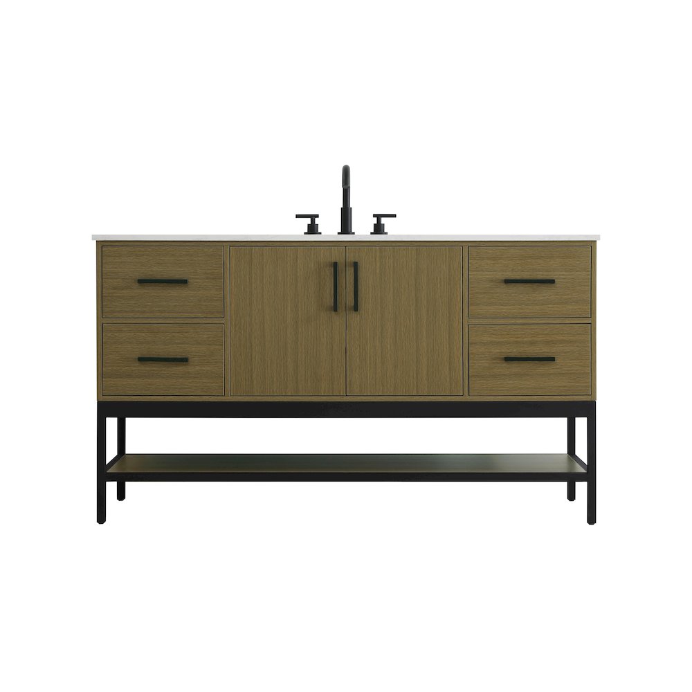 60 Inch Single Bathroom Vanity In Chestnut Brown. Picture 1