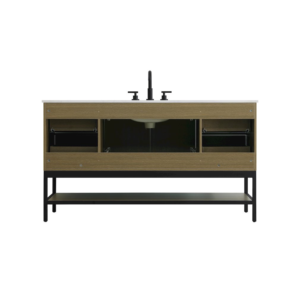 60 Inch Single Bathroom Vanity In Chestnut Brown. Picture 12