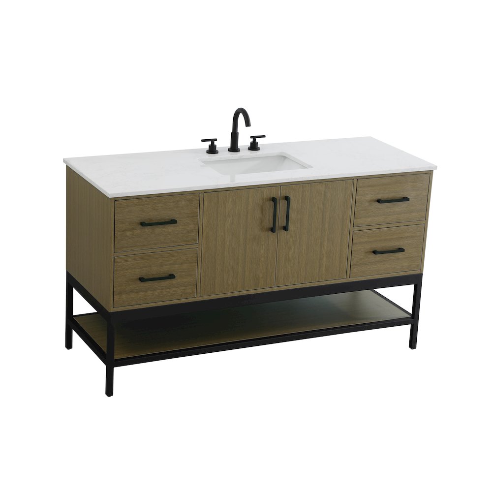 60 Inch Single Bathroom Vanity In Chestnut Brown. Picture 6