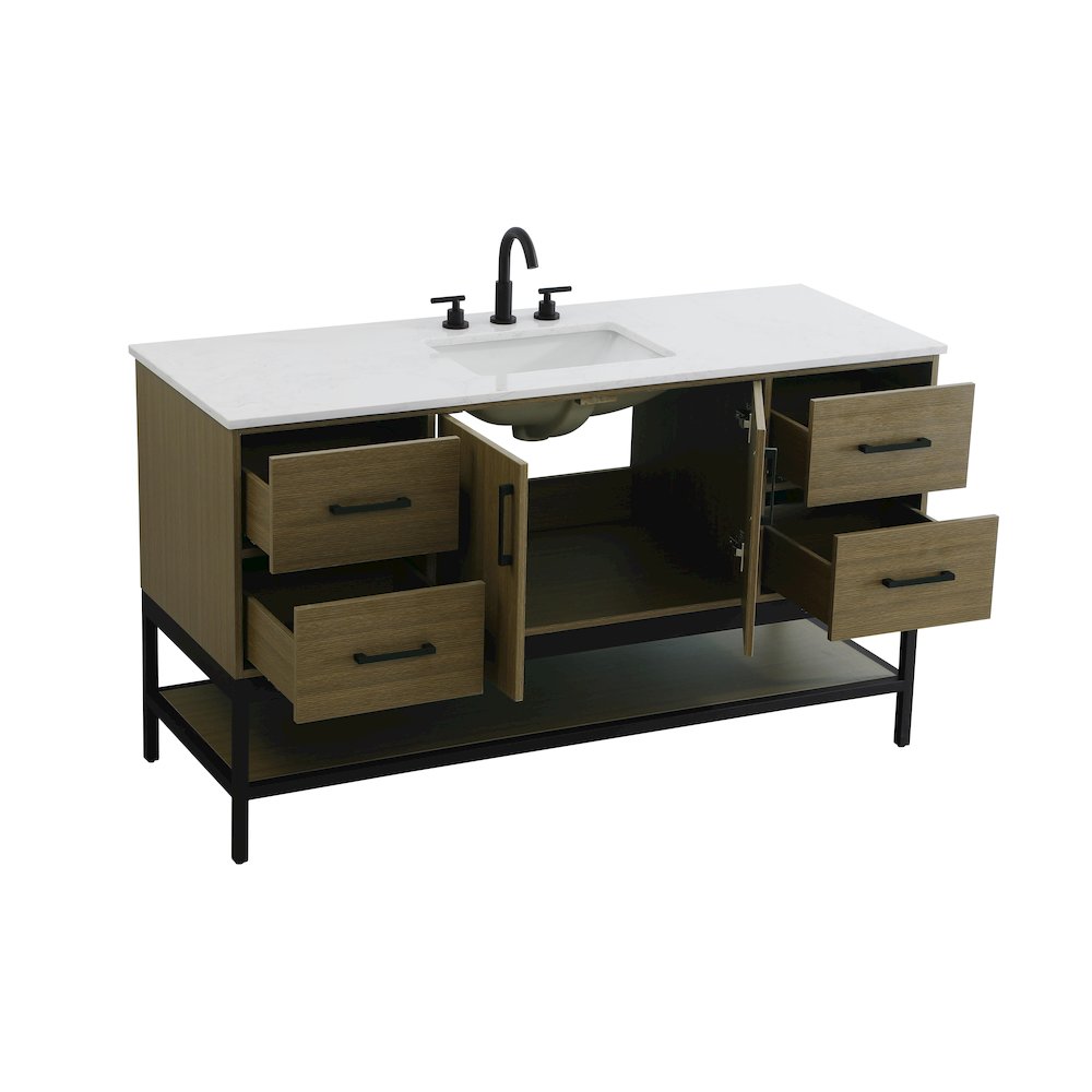 60 Inch Single Bathroom Vanity In Chestnut Brown. Picture 7