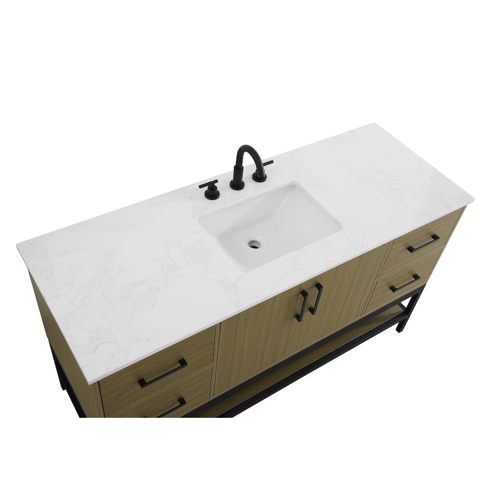 60 Inch Single Bathroom Vanity In Chestnut Brown. Picture 8