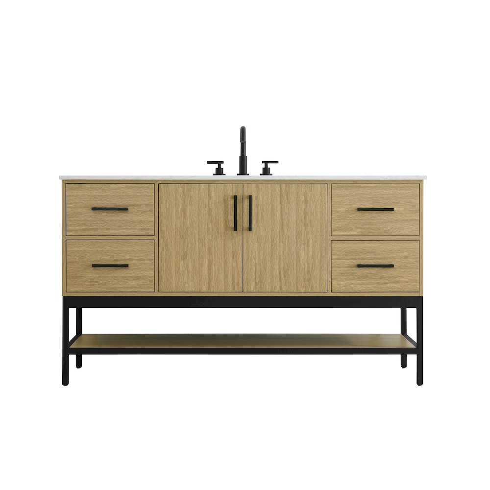 60 Inch Single Bathroom Vanity In Honey Brown. Picture 1