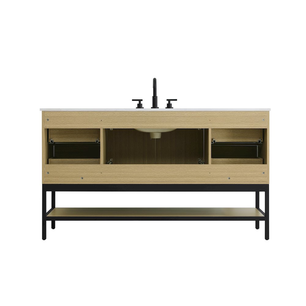 60 Inch Single Bathroom Vanity In Honey Brown. Picture 12