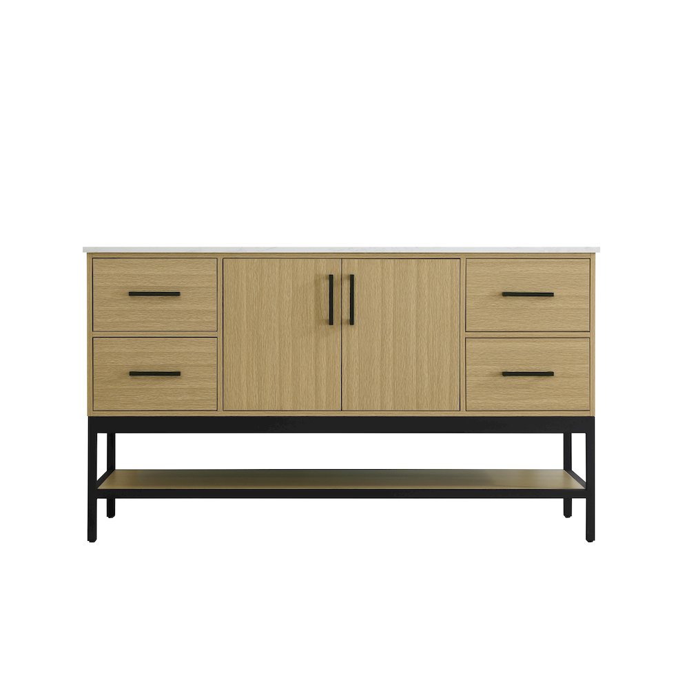 60 Inch Single Bathroom Vanity In Honey Brown. Picture 5
