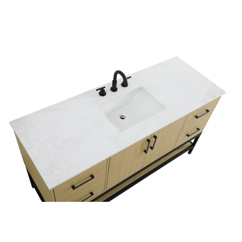 60 Inch Single Bathroom Vanity In Honey Brown. Picture 8