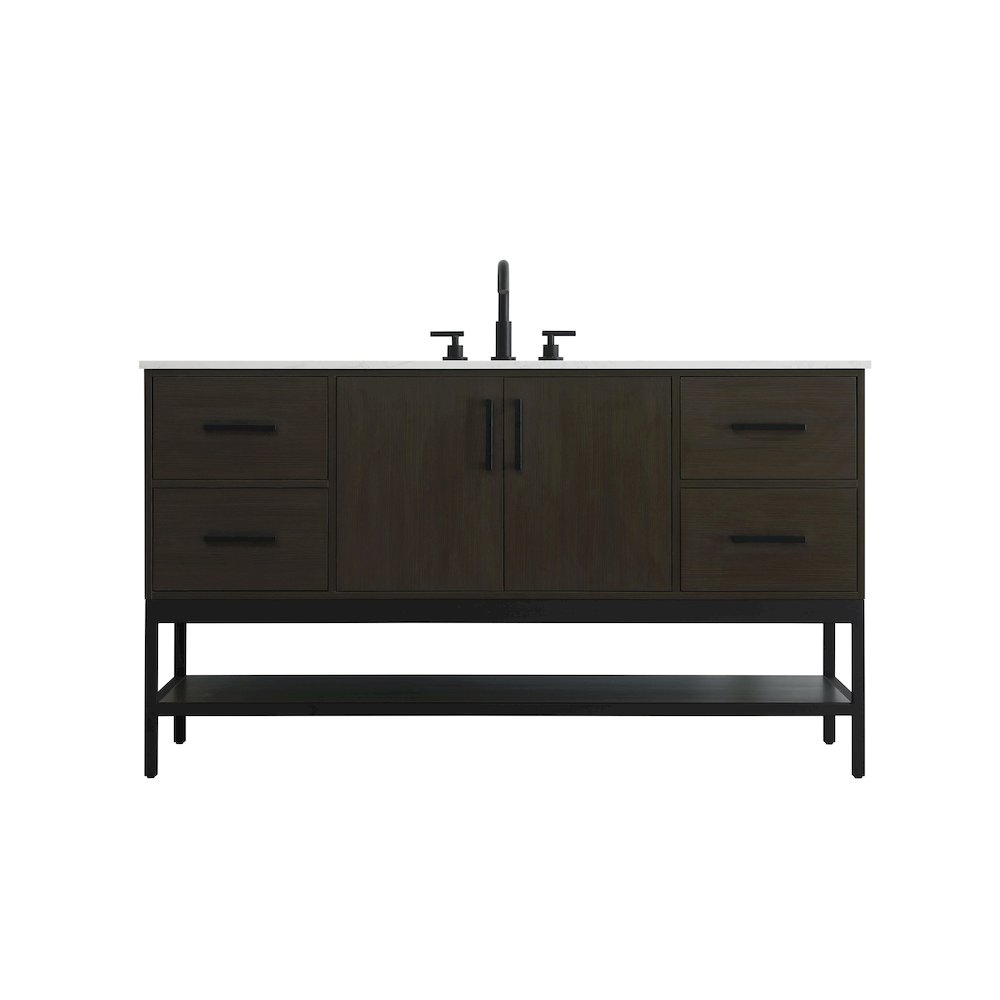 60 Inch Single Bathroom Vanity In Mocha Brown. Picture 1