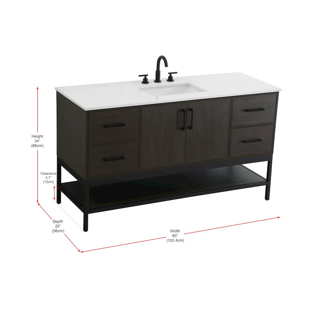 60 Inch Single Bathroom Vanity In Mocha Brown. Picture 13